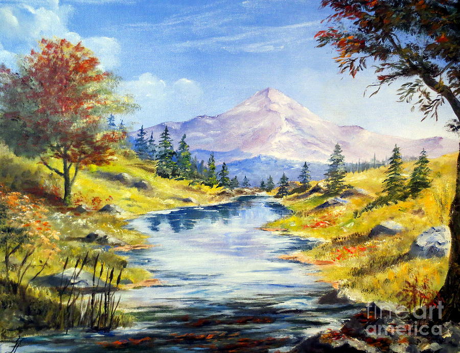 900x691 Rocky Mountain Stream Painting By Lee Piper - Stream Painting