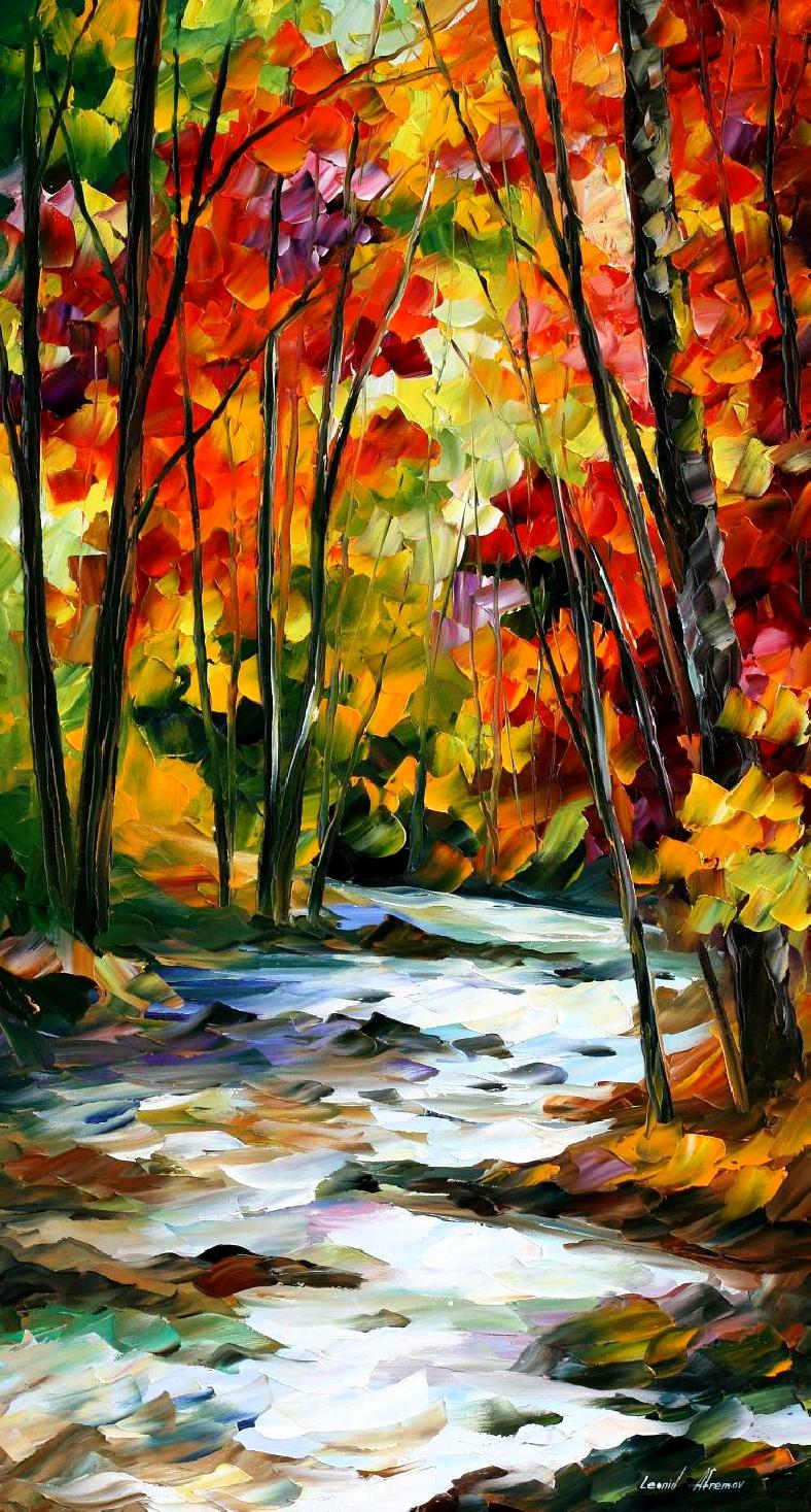 788x1467 Swirling Stream Palette Knife Oil Painting On Canvas By Leonid - Stream Painting