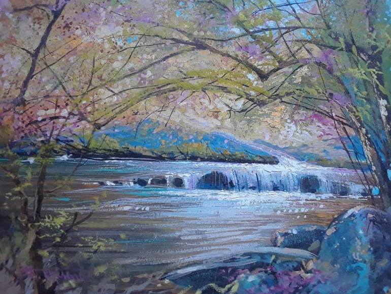 770x578 Saatchi Art Serene Stream Painting By Manuel Oquendo - Stream Painting