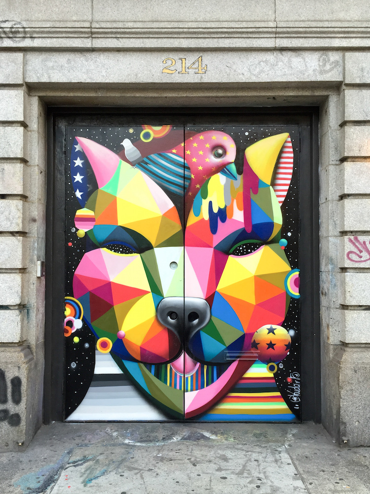 750x1000 Soho Dog', An Incredible Geometric Street Art Painting By Okuda - Street Art Painting