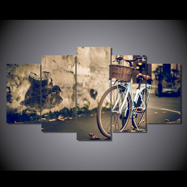 640x640 Unframed Wall Art Modular Pictures 5 Panels Retro Street Bike - Street Bike Painting