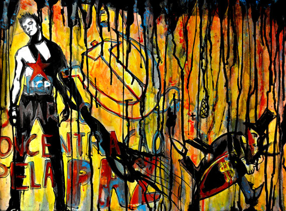 570x421 Watercolor Painting Street Art Fine Art Print Street - Street Fighter Painting