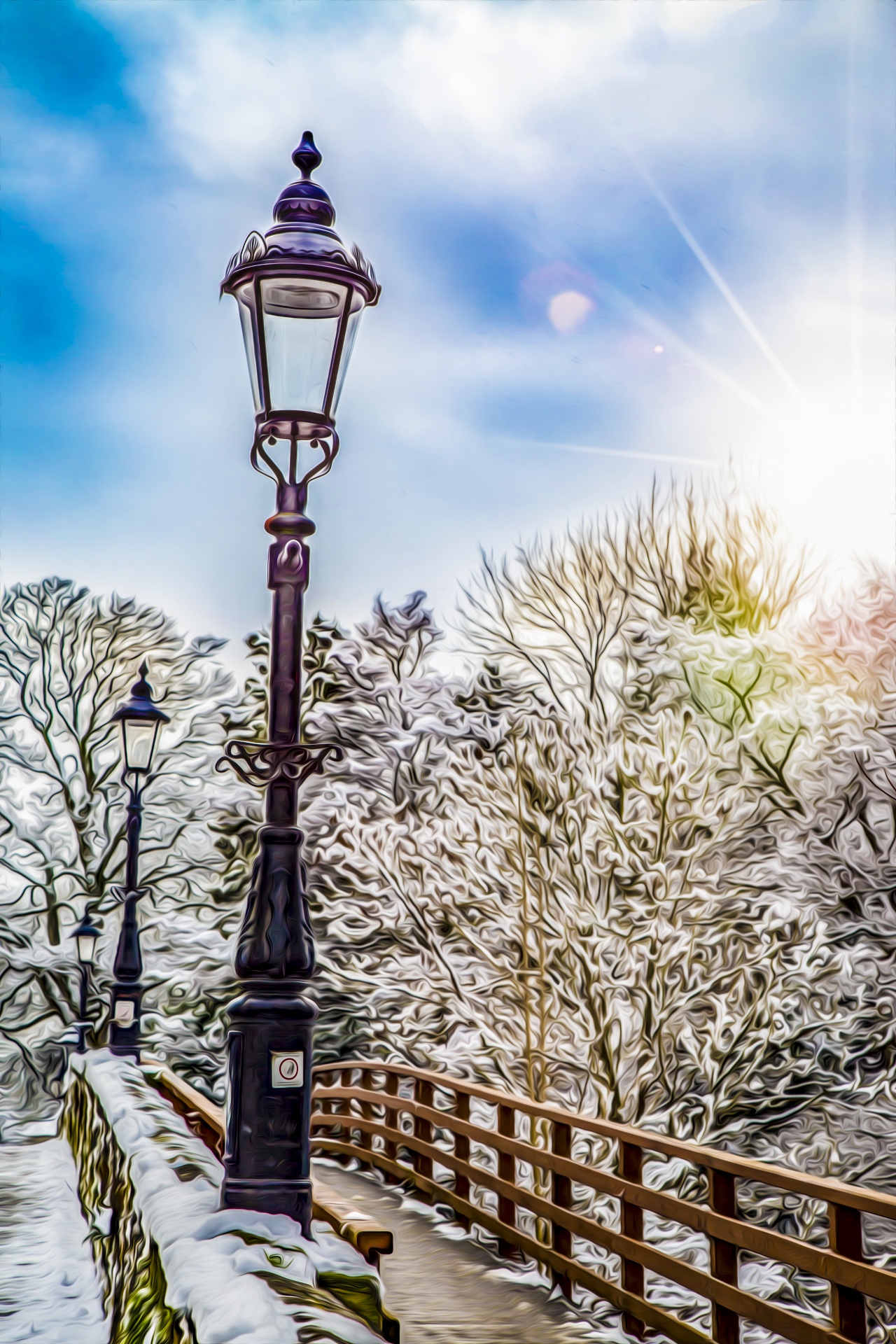 1280x1920 Oil Painting Street Lamp Free Stock Photo - Street Lamp Painting