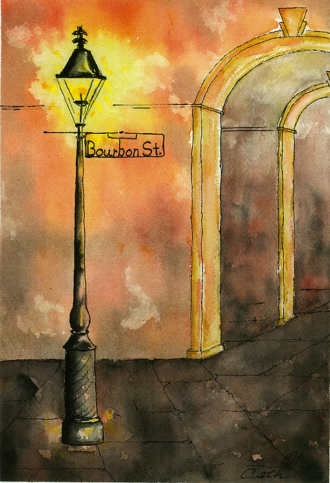 479x700 Bourbon Street Lamp Post With Arches Painting By Catherine Wilson - Street Lamp Painting