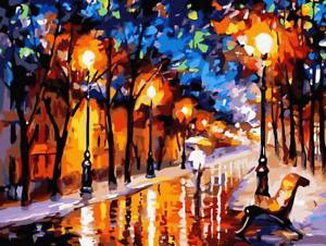 300x226 Night Light Painting Paint By Numbers Canvas Kit 20 X 16 Ins - Street Light Painting