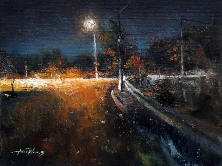 770x578 Saatchi Art Street Light Painting By Tai Meng Lim - Street Light Painting
