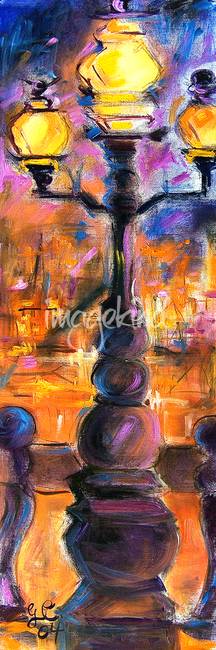 216x650 Street Light Paris France Oil Painting By Ginette By Ginette Callaway - Street Light Painting
