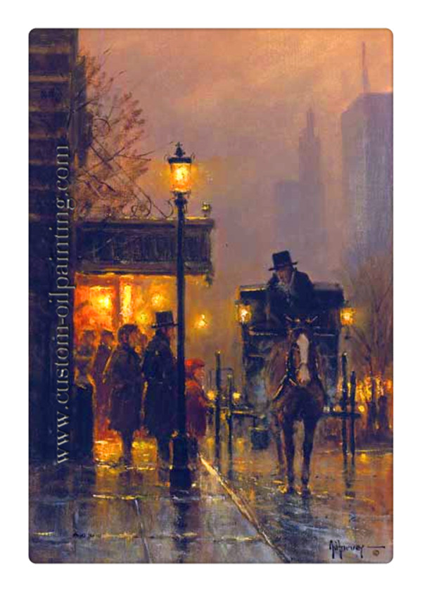 600x842 Us Street Oil Painting Custom Oil Paintingphoto To Paintingart - Street Light Painting