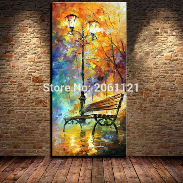640x640 Hand Made Abstract Oil Painting Street Light Scenery Canvas Wall - Street Light Painting