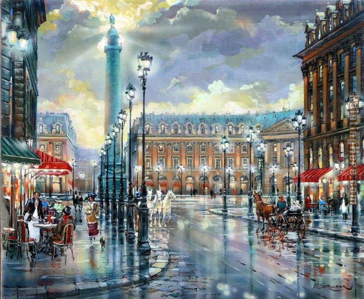 720x592 2014 Portrait Vladimir Stroozer Street Scene Painting Anysize 50% Off - Street Scene Painting