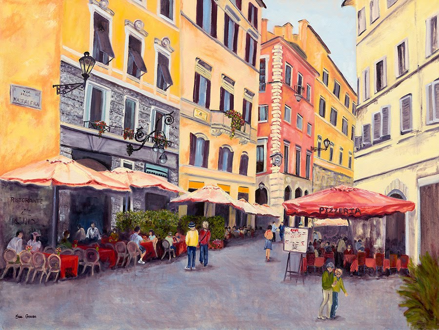 900x676 Sue's News A Rome Street Scene Painting - Street Scene Painting