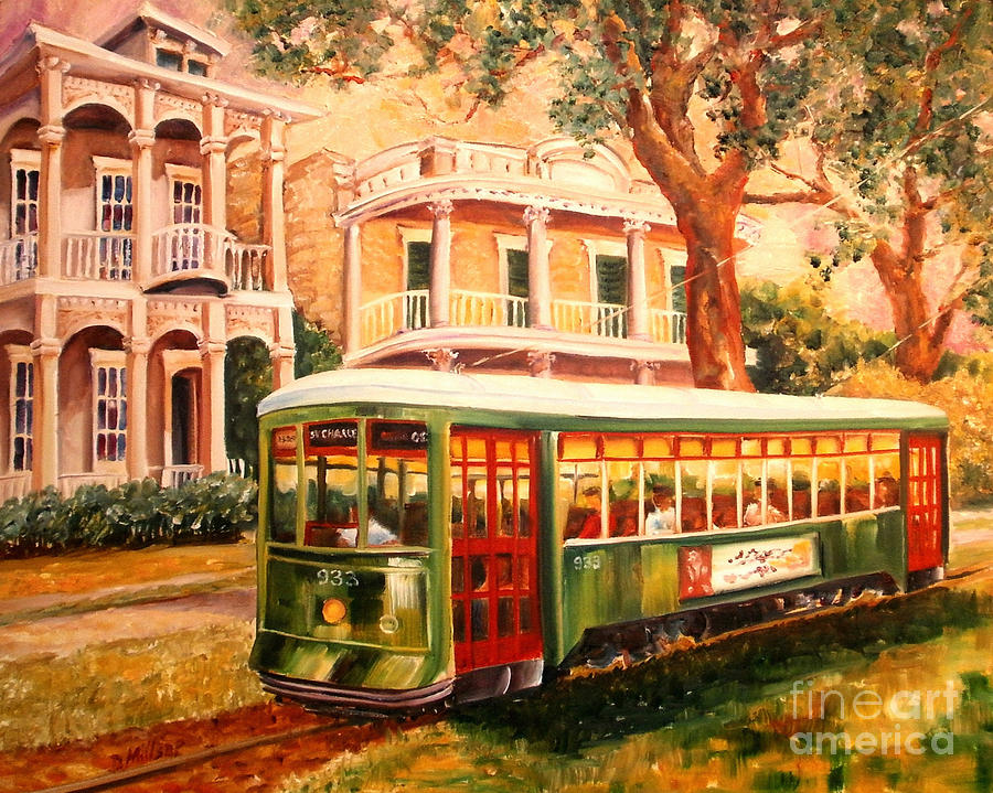900x719 Streetcar In The Garden District Painting By Diane Millsap - Streetcar New Orleans Painting