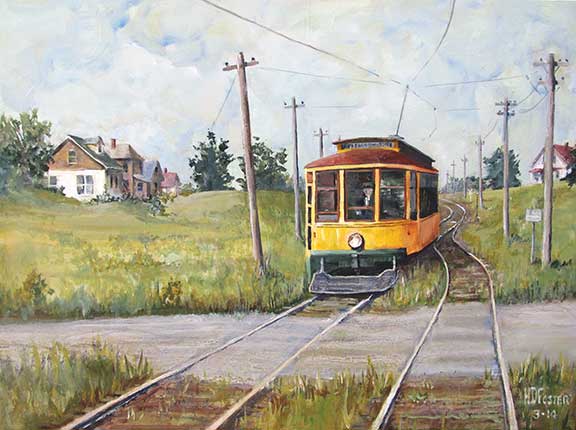 576x430 Note Card Ivy Avenue With Envelope Minnesota Streetcar Museum - Streetcar Painting
