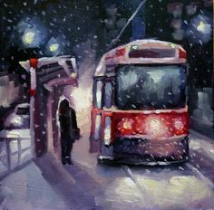 236x232 Toronto Streetcar Painting Art Canada Art Canadian - Streetcar Painting