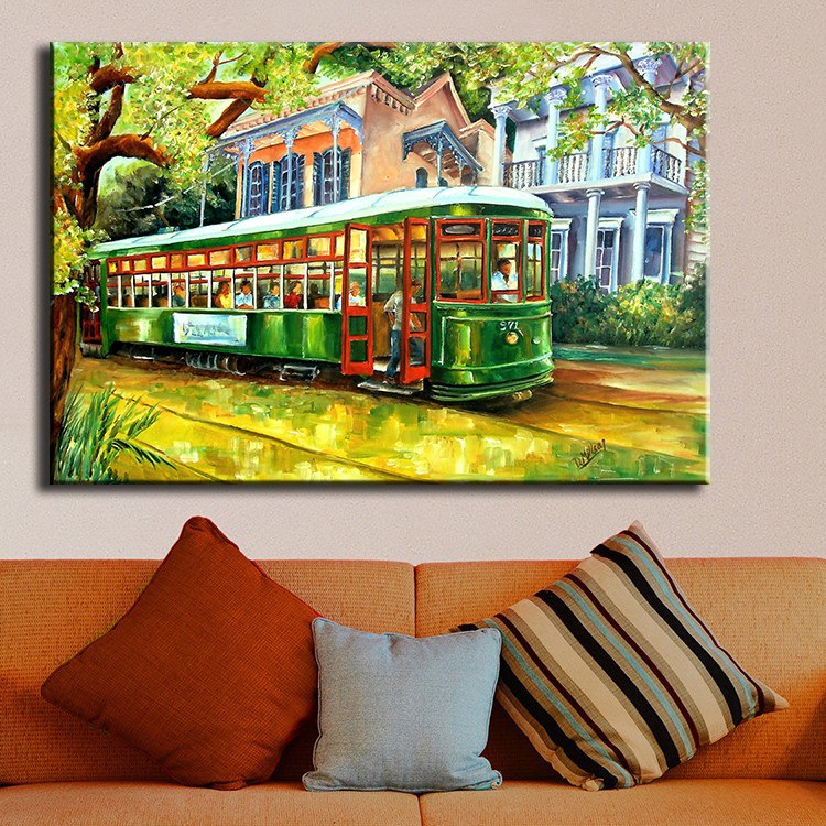 750x750 Famous Oil Painting On Canvas Painting Streetcar On St.charles - Streetcar Painting