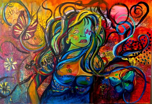 640x437 Mindless Painting Raw Stress Monster Marilyn Huerta Artist - Stress Painting