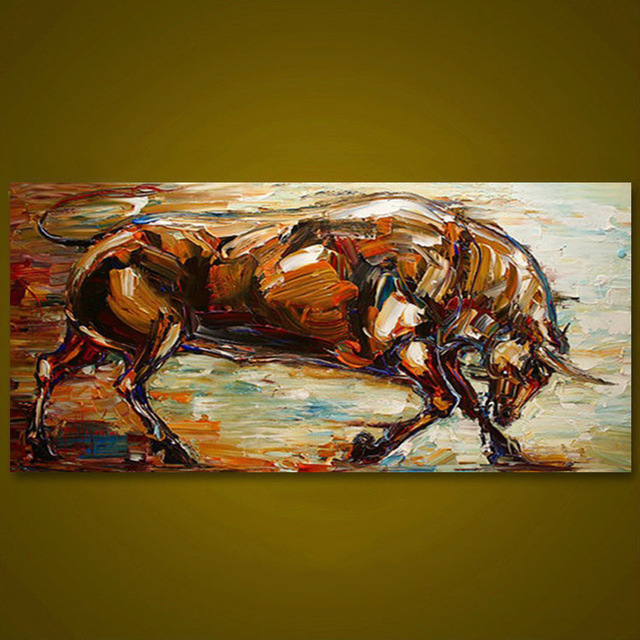 640x640 Unframed Strong Bull Hand Painted Oil Painting Wall Art Canvas - Strong Painting