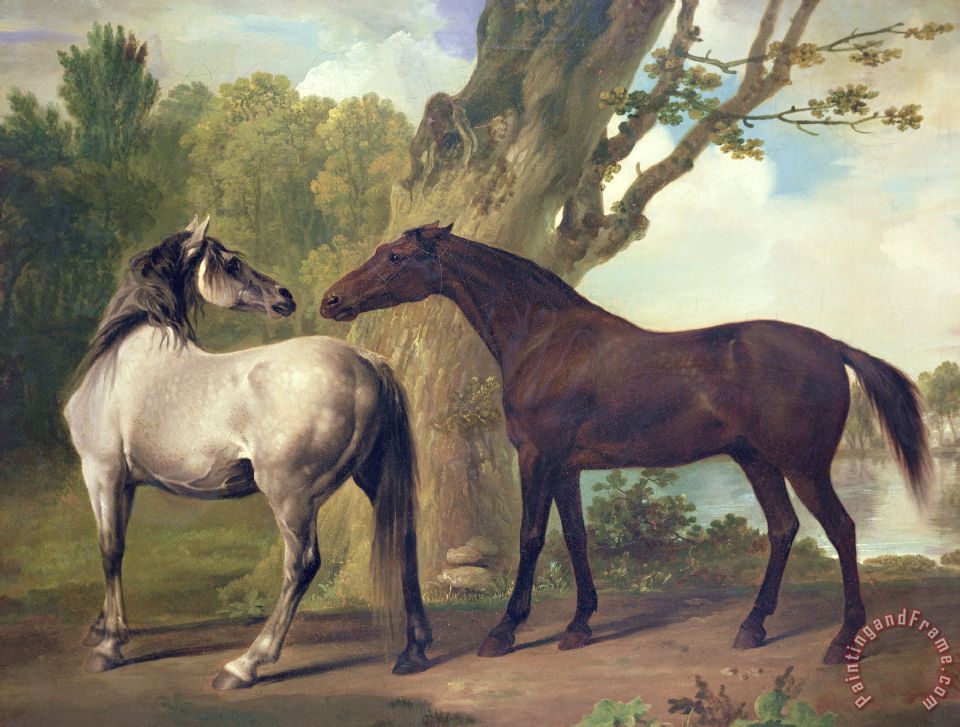 960x727 George Stubbs Two Horses In A Landscape Painting - Stubbs Painting