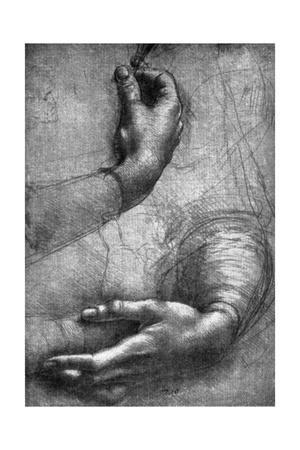 300x450 Study Of Hands, 15th Century Giclee Print By Leonardo Da Vinci - Study Of Hands Painting