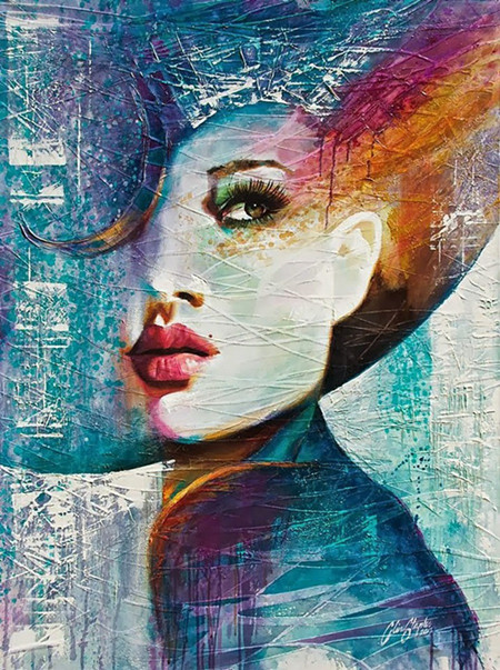 450x603 Free Shipping Modern Cartoon Stylish Hair Girl Scenery Canvas - Stylish Painting