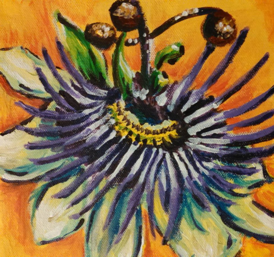 924x865 Stylized Acrylic Painting Of A Passion Flower By Kloganart - Stylized Painting