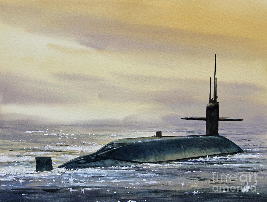 900x681 Nuclear Submarine Painting By James Williamson - Submarine Painting