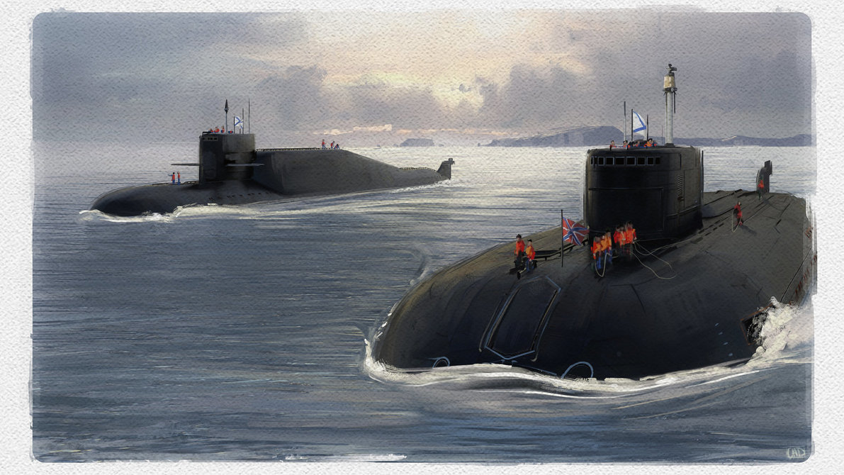 1191x670 Russian Submarine Painting By Charlesejd - Submarine Painting