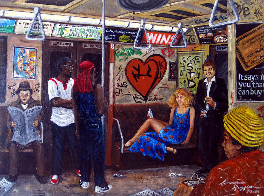 900x668 Ny City Subway In The 70 Painting By Leonardo Ruggieri - Subway Painting