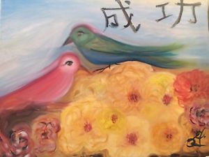 300x225 Modern Chinese Success Painting Birds Yellow Peonies By Paula - Success Painting