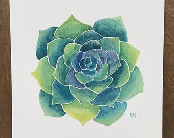 340x270 Sale Small Succulent Notebook A6 Size Green Watercolour - Succulent Painting