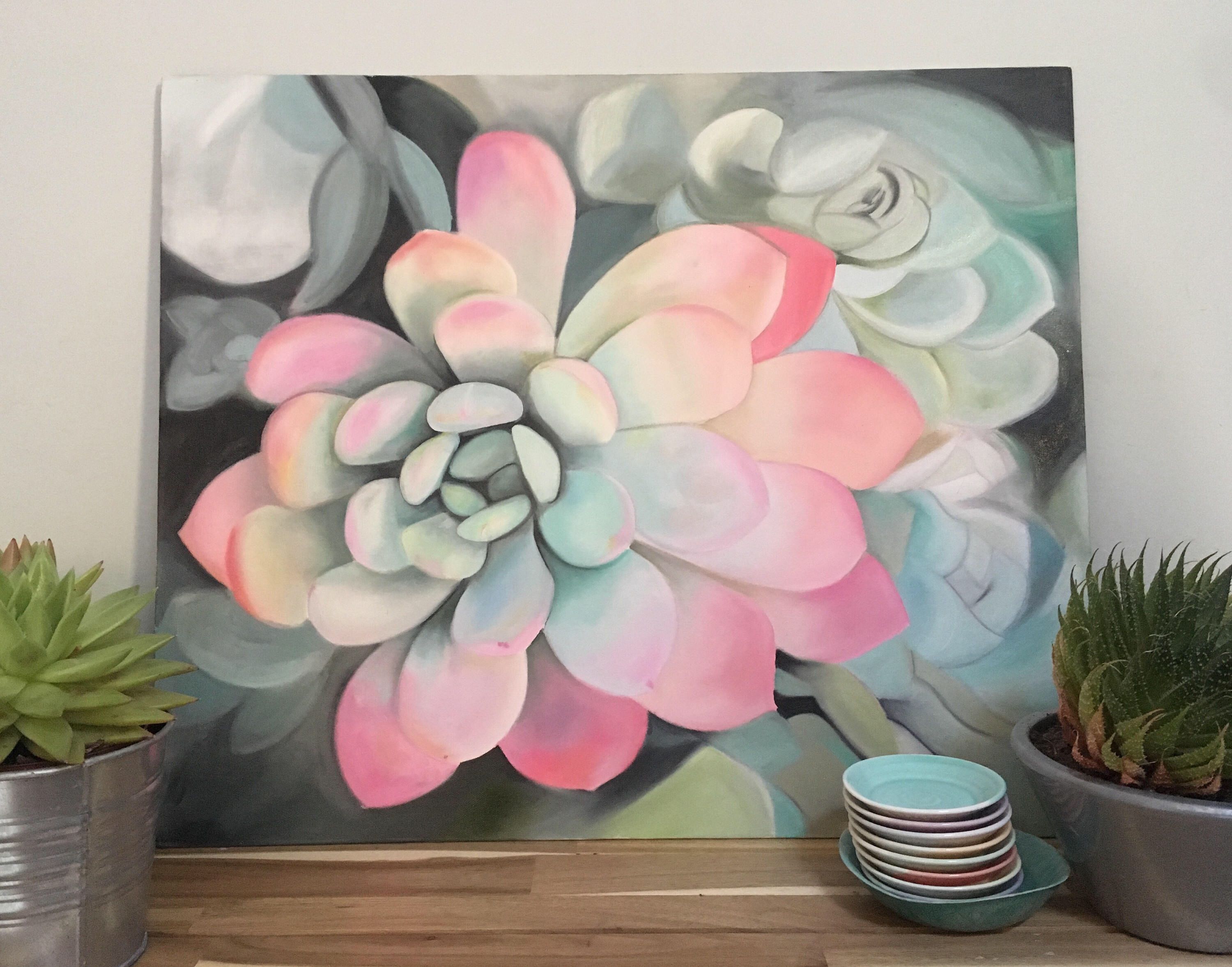 3000x2356 Succulent Painting, Succulent Art, Succulent Wall Art, Original - Succulent Painting