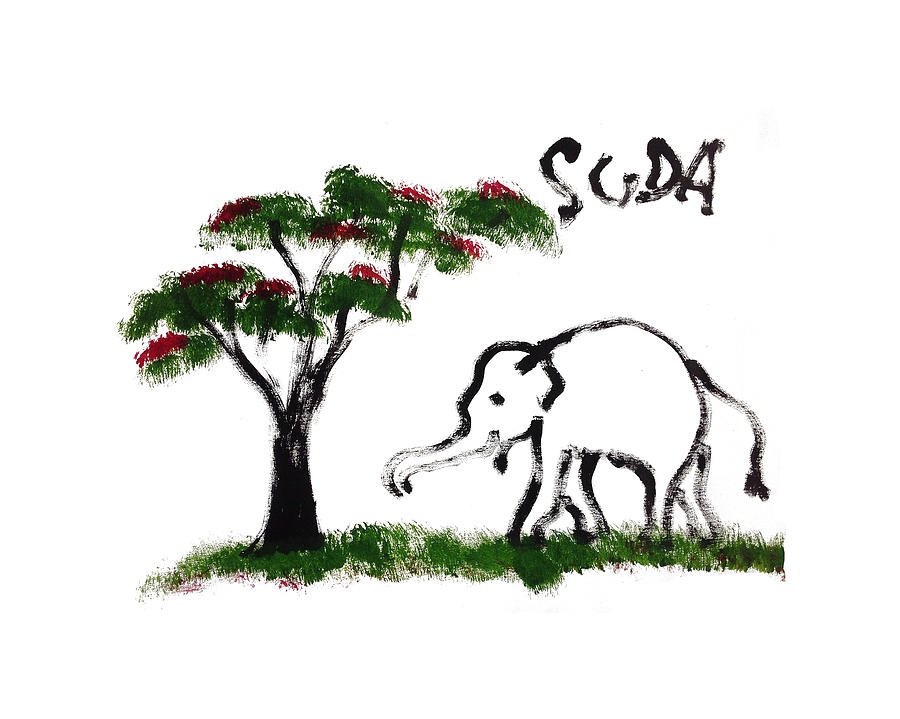900x719 Prints - Suda Elephant Painting