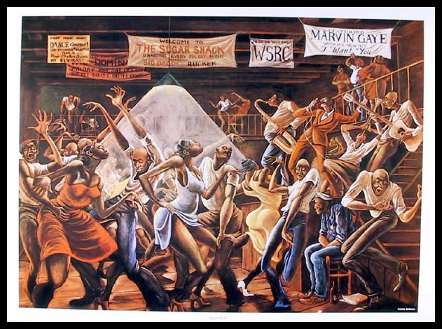 631x470 The Sugar Painting By Ernie Barnes A. Long's Journey - Sugar Shack Painting