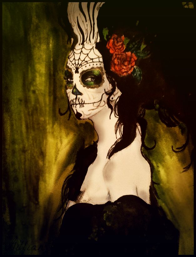 627x823 Sugar Skull Girl By Gilly15 - Sugar Skull Girl Painting