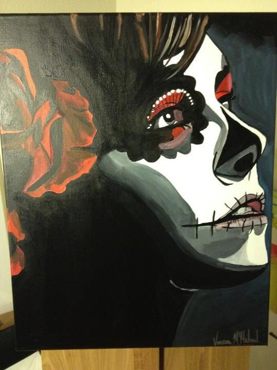 540x720 Candy Skull Painting - Sugar Skull Girl Painting