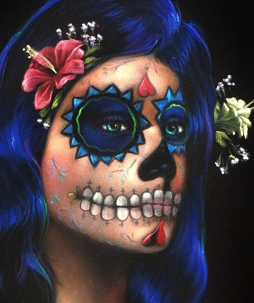 860x1024 Copy Of Sugar Skull Face Paint Girl, Day Of The Dead De Los - Sugar Skull Girl Painting