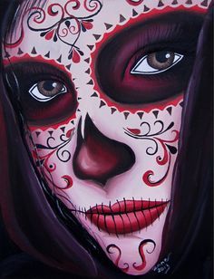 236x308 Day Of The Dead, Sugar Skull Girl, Tattoo Original Oil Painting - Sugar Skull Girl Painting