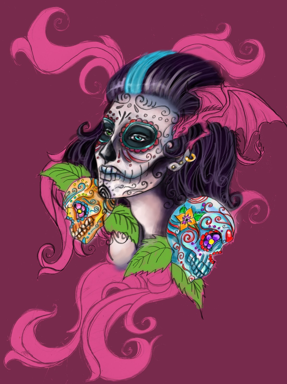 1197x1600 Drakon Designs Sugar Skull Girl - Sugar Skull Girl Painting