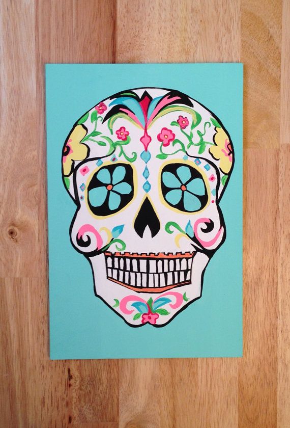570x840 Skull Painting Skull Painting, Etsy And Canvases - Sugar Skull Painting