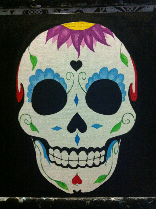 598x800 Sugar Skull Painting 30 X 30 Cm, Ready To Go To The Craft Fair - Sugar Skull Painting