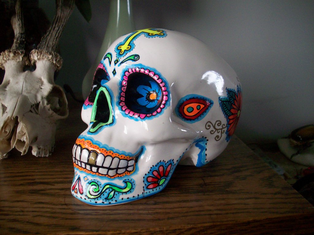 1024x768 Ceramic Hand Painted Sugar Skull By Pookielou - Sugar Skull Painting
