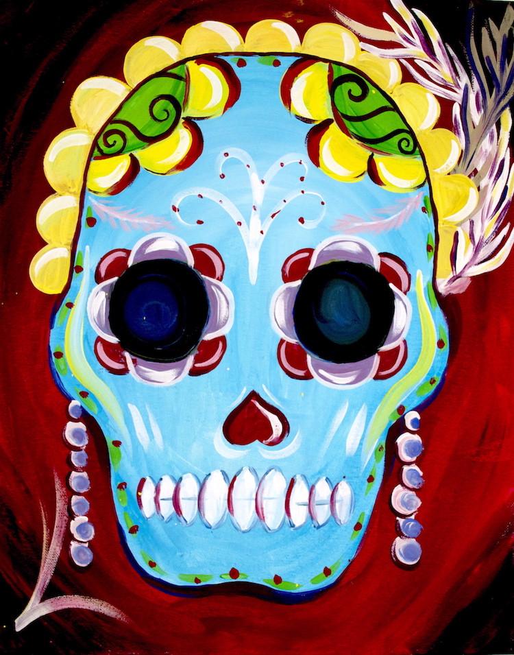 750x955 October 14th, 2017 Sugar Skull Canvas Painting Studio 614 - Sugar Skull Painting