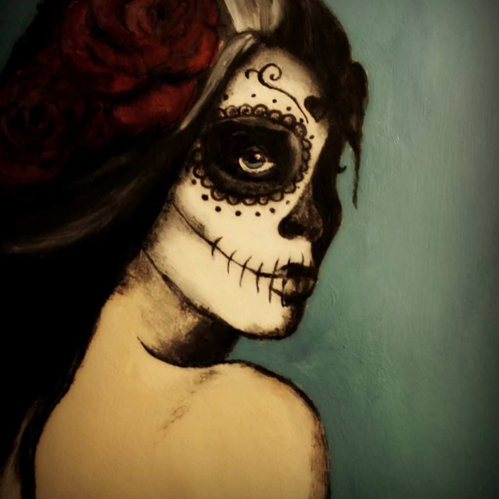 1024x1024 Sugar Skull Paintings Canvas Best Of Sugar Skull By Karouu - Sugar Skull Painting Canvas