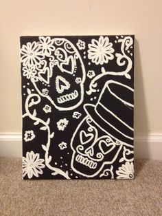 Sugar Skull Painting Canvas at PaintingValley.com | Explore collection ...