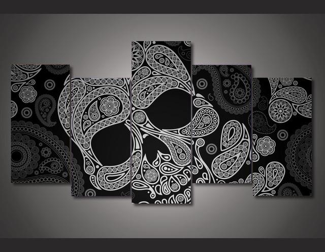 640x495 Limited Edition Sugar Skull 5 Piece Canvas Painting - Sugar Skull Painting Canvas