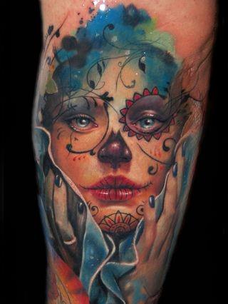 320x426 Celebrate The Day Of The Dead With Sugar Skull Tattoos Tattoo - Sugar Skull Woman Painting