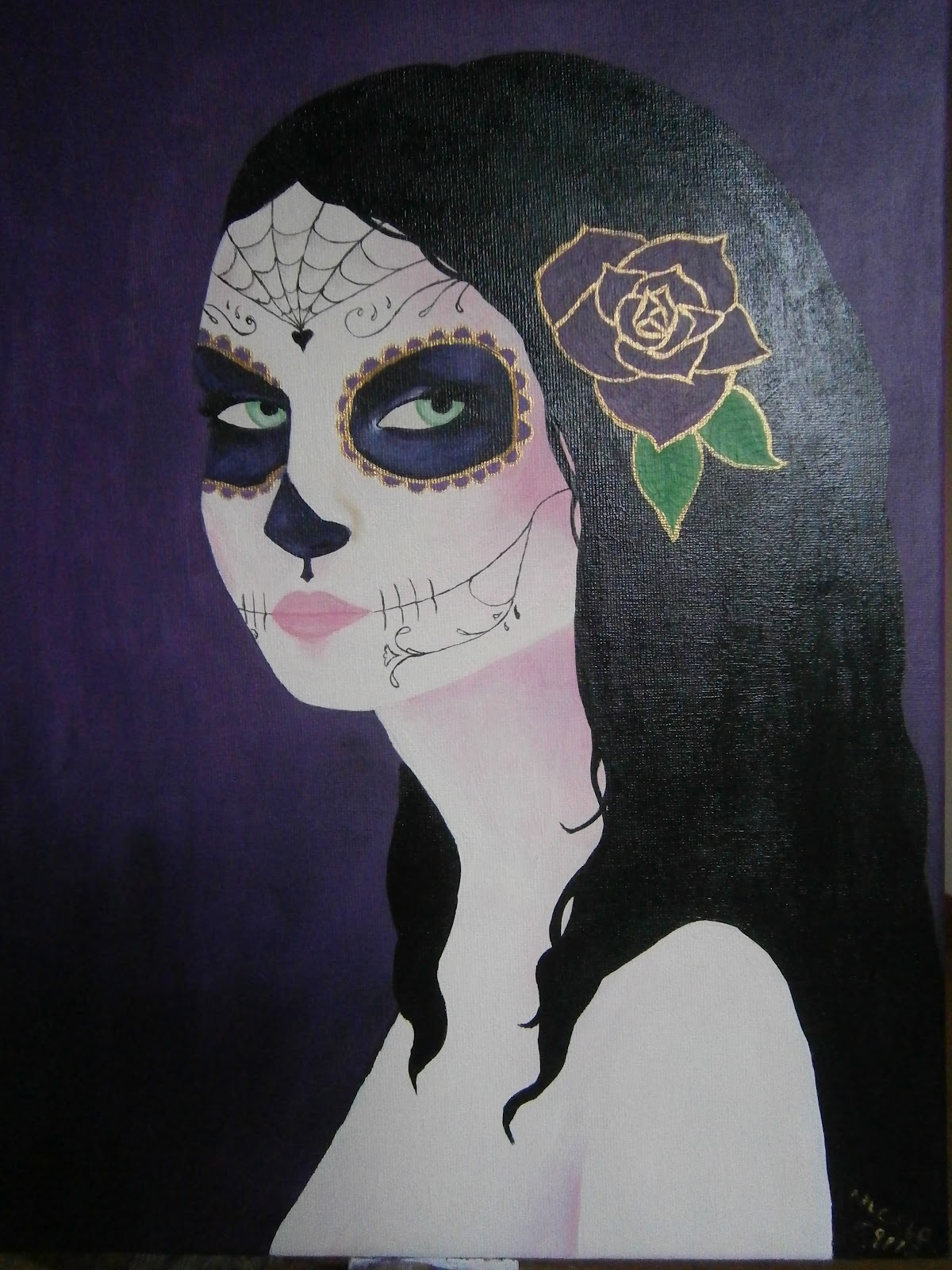 1200x1600 Nicola Sugar Skull Girl Painting - Sugar Skull Woman Painting