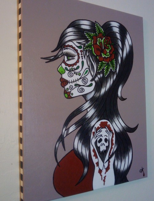 500x652 Sugar Skull Girl Painting Tattoo Picture - Sugar Skull Woman Painting