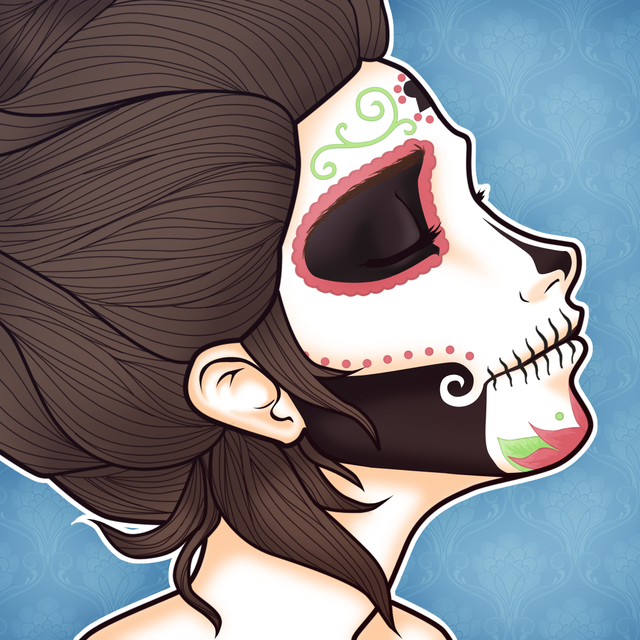 640x640 Top Illustrations - Sugar Skull Woman Painting