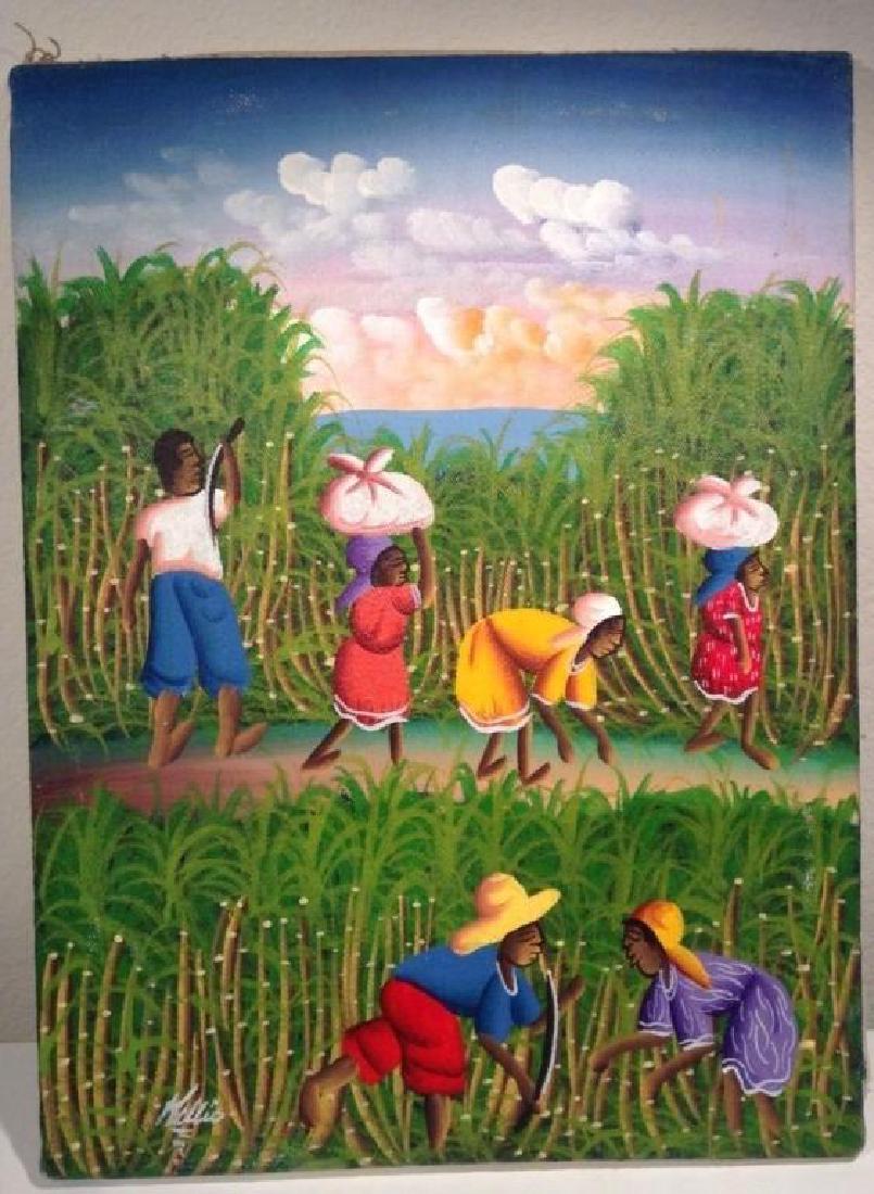 805x1100 Signed Painting, Haitian Sugar Cane Harvest - Sugarcane Painting
